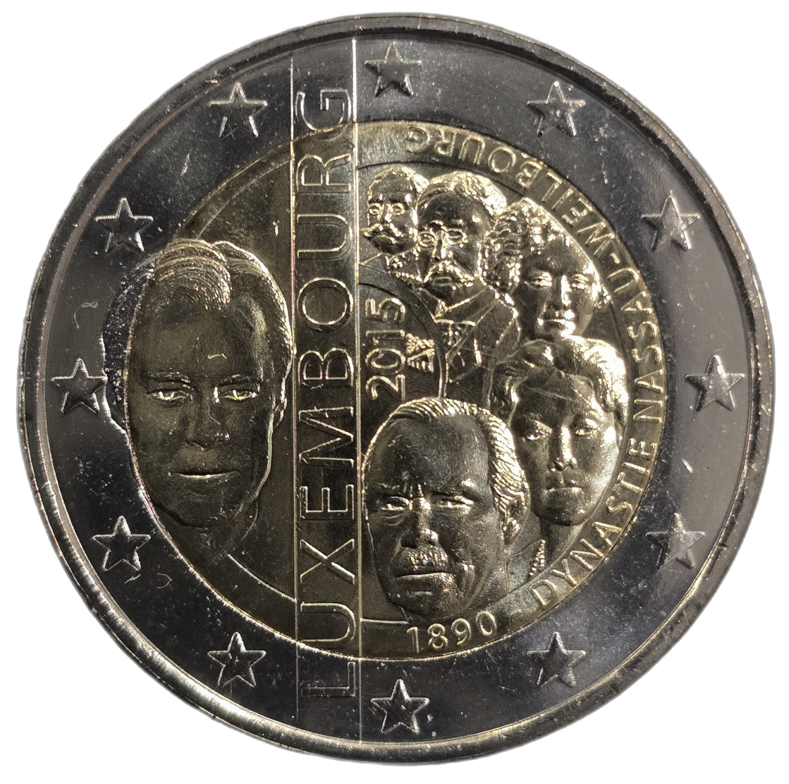 2 euros conmemorativa 125 Aniversario de la dinastía Nassau-Weilburg